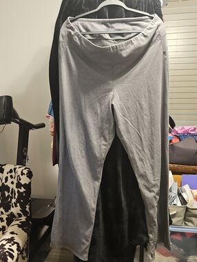 ZELOS Women's Gray Maxi Skirt with Fold-Over Waistband